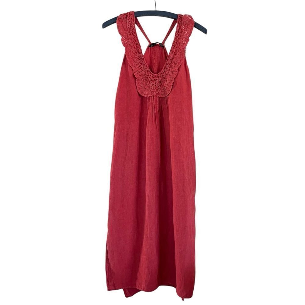 Zara Crochet Linen Maxi Dress Burnt Orange